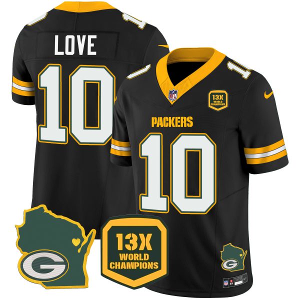 Men's Packers 13 Time World Champions & Home Patch Vapor Jersey V2 – All Stitched - Image 25