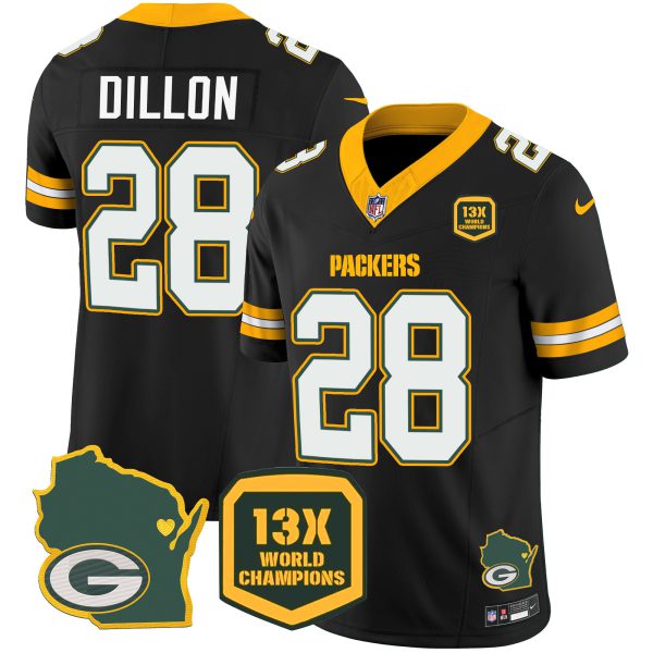 Men's Packers 13 Time World Champions & Home Patch Vapor Jersey V2 – All Stitched - Image 26
