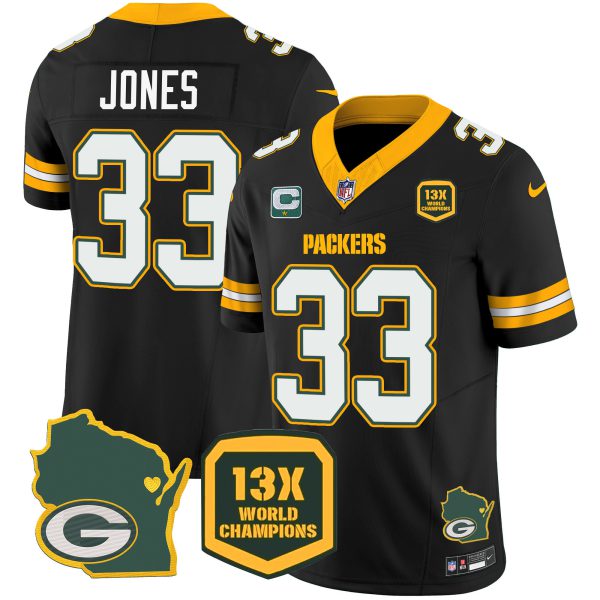 Men's Packers 13 Time World Champions & Home Patch Vapor Jersey V2 – All Stitched - Image 27