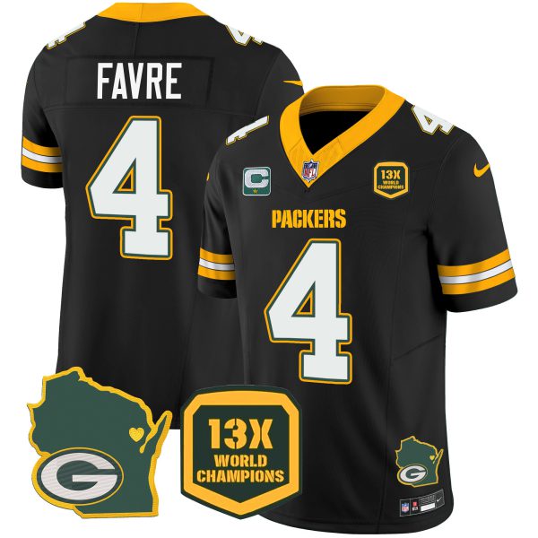 Men's Packers 13 Time World Champions & Home Patch Vapor Jersey V2 – All Stitched - Image 29