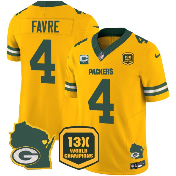 Men's Packers 13 Time World Champions & Home Patch Vapor Jersey V2 – All Stitched - Image 35