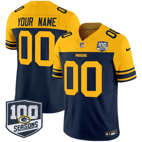 Green Bay Packers Throwback 100th Season Patch Vapor Limited Custom Jersey - All Stitched - Image 4