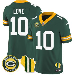 Men's Green Bay Packers Wisconsin State Patch Vapor Limited Jersey - All Sttiched