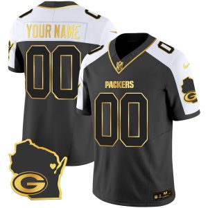 Packers Home Patch Gold Vapor Custom Jersey V2 - All Stitched