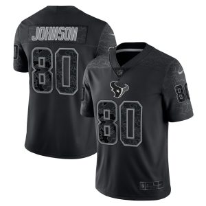 Andre Johnson #80 Black Houston Texans Reflective Jersey - All Stitched