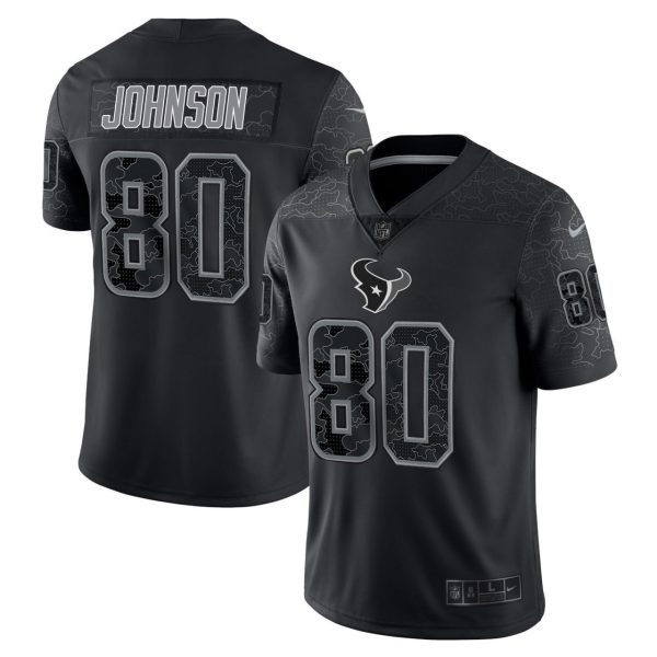 Andre Johnson #80 Black Houston Texans Reflective Jersey - All Stitched
