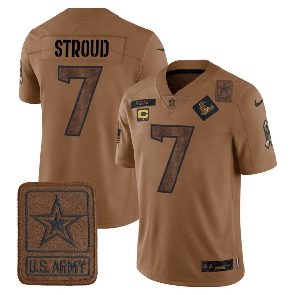 C.J. Stroud #7 Houston Texans US Army Patch Salute Jersey - All Stitched