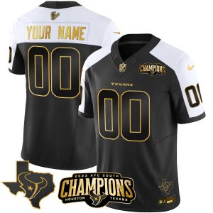 Houston Texans 2023 AFC South Champions Patch Gold Vapor Custom Jersey - All Stitched