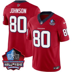 Andre Johnson #80 Houston Texans Hall of Fame Patch Battle Red Jersey - All Stitched