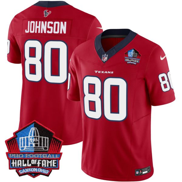 Andre Johnson #80 Houston Texans Hall of Fame Patch Battle Red Jersey - All Stitched