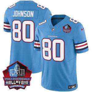Andre Johnson #80 Houston Texans Hall of Fame Patch Blue Jersey - All Stitched