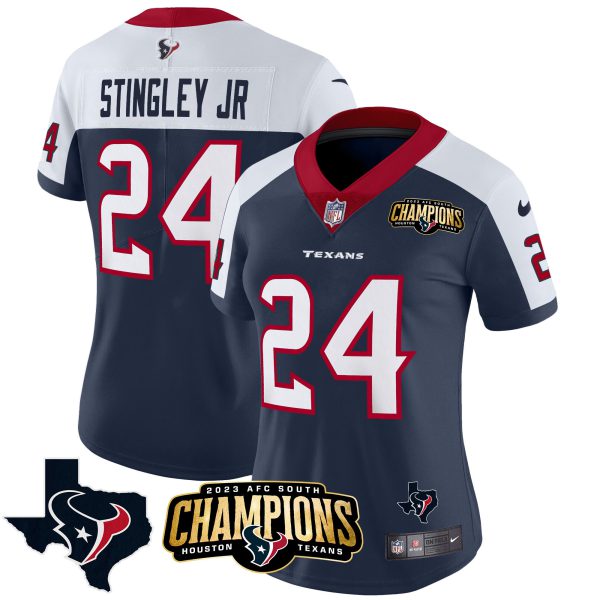 Women's Houston Texans 2023 AFC South Champions Patch Vapor Jersey - All Stitched - Image 2