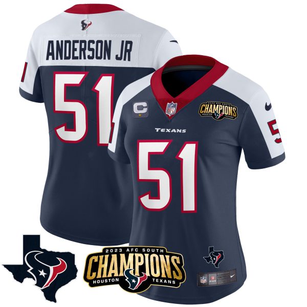 Women's Houston Texans 2023 AFC South Champions Patch Vapor Jersey - All Stitched - Image 5