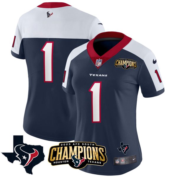 Women's Houston Texans 2023 AFC South Champions Patch Vapor Jersey - All Stitched - Image 6