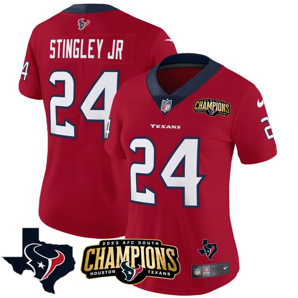 Women's Houston Texans 2023 AFC South Champions Patch Vapor Jersey - All Stitched - Image 8