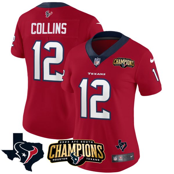 Women's Houston Texans 2023 AFC South Champions Patch Vapor Jersey - All Stitched - Image 10