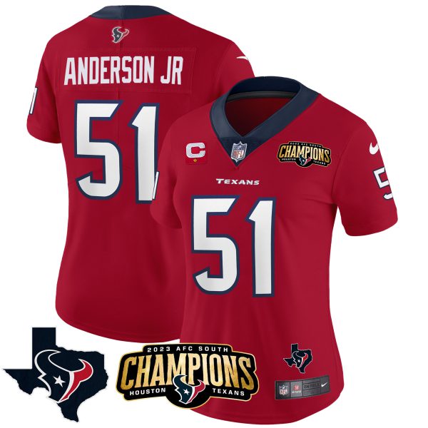 Women's Houston Texans 2023 AFC South Champions Patch Vapor Jersey - All Stitched - Image 11