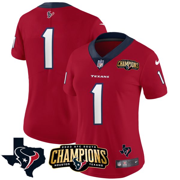 Women's Houston Texans 2023 AFC South Champions Patch Vapor Jersey - All Stitched - Image 12