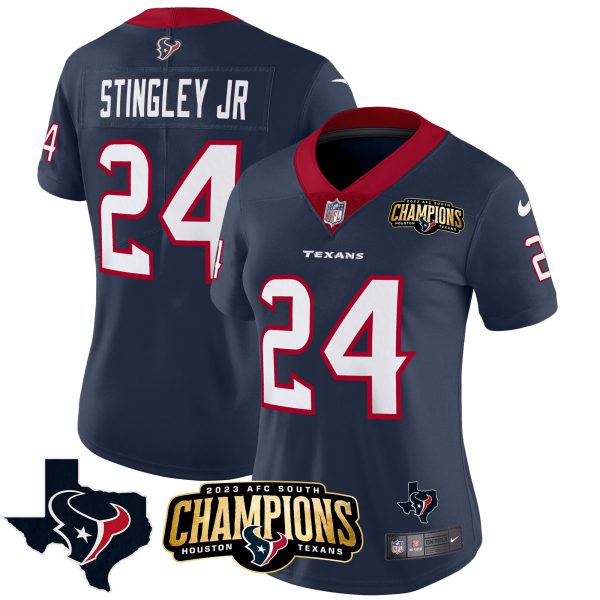 Women's Houston Texans 2023 AFC South Champions Patch Vapor Jersey - All Stitched - Image 20