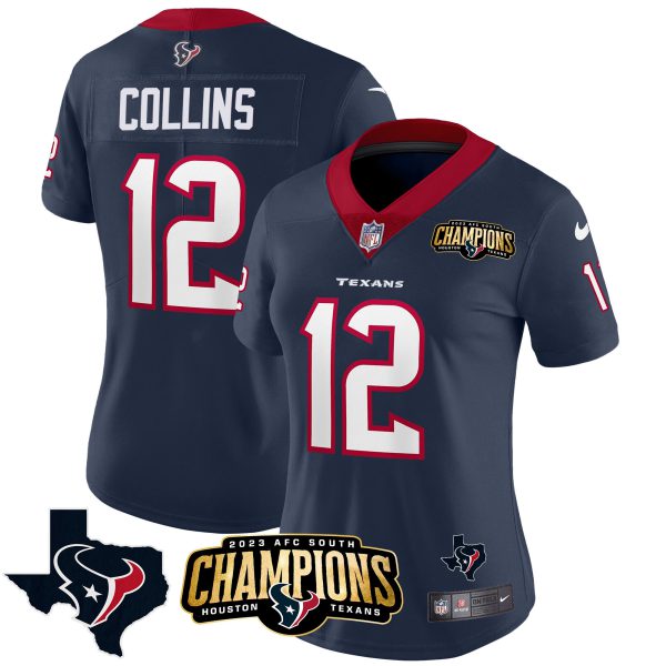 Women's Houston Texans 2023 AFC South Champions Patch Vapor Jersey - All Stitched - Image 22