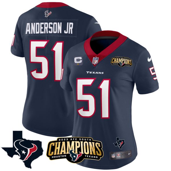 Women's Houston Texans 2023 AFC South Champions Patch Vapor Jersey - All Stitched - Image 23