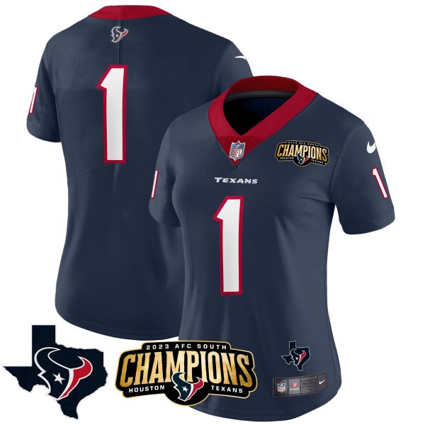 Women's Houston Texans 2023 AFC South Champions Patch Vapor Jersey - All Stitched - Image 24