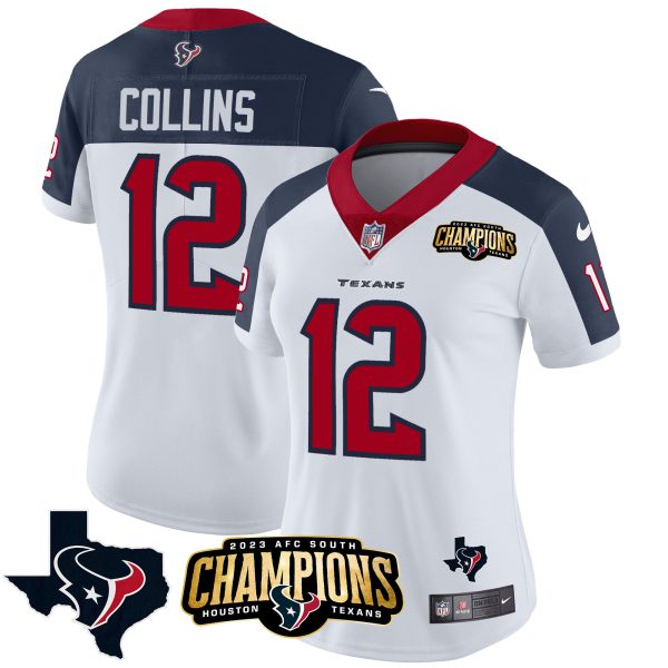 Women's Houston Texans 2023 AFC South Champions Patch Vapor Jersey - All Stitched - Image 28