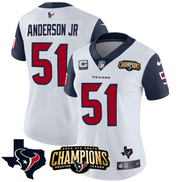 Women's Houston Texans 2023 AFC South Champions Patch Vapor Jersey - All Stitched - Image 35