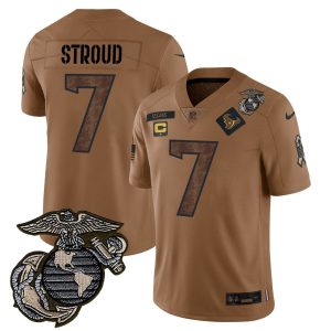C.J. Stroud #7 Houston Texans Marine Patch Camo Salute Jersey - All Stitched