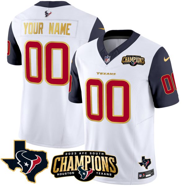 Houston Texans 2023 AFC South Champions Patch Gold Trim Vapor Custom Jersey - All Stitched - Image 5