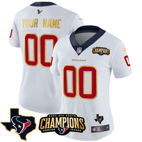 Houston Texans 2023 AFC South Champions Patch Gold Trim Vapor Custom Jersey - All Stitched - Image 9
