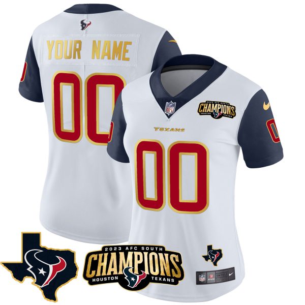 Houston Texans 2023 AFC South Champions Patch Gold Trim Vapor Custom Jersey - All Stitched - Image 11