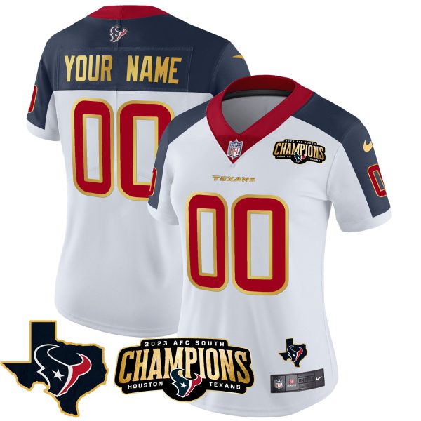 Houston Texans 2023 AFC South Champions Patch Gold Trim Vapor Custom Jersey - All Stitched - Image 12