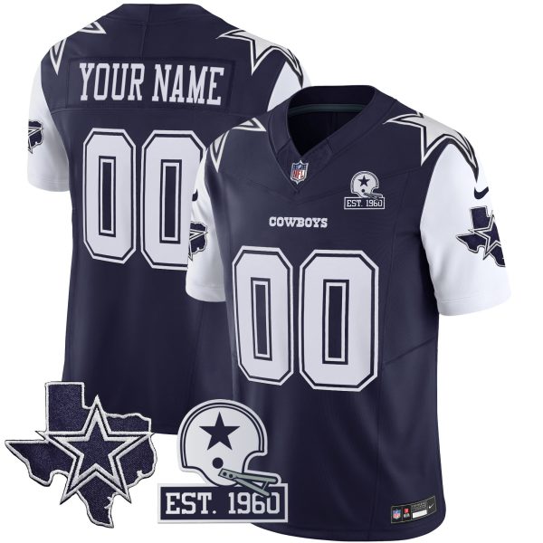 Cowboys Throwback Texas Patch Vapor Limited Custom Jersey - All Stitched - Image 2