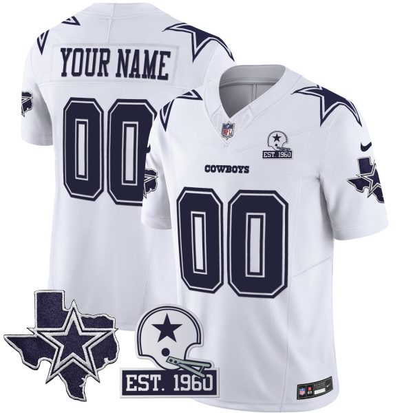 Cowboys Throwback Texas Patch Vapor Limited Custom Jersey - All Stitched - Image 3