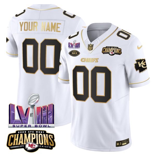 Chiefs AFC West Champions & Super Bowl LVIII Patch Vapor Custom Jersey V2 - All Stitched - Image 3
