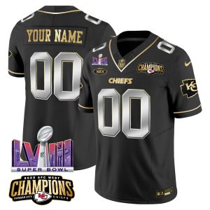 Chiefs AFC West Champions & Super Bowl LVIII Patch Vapor Custom Jersey V2 - All Stitched
