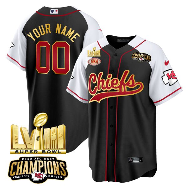 Chiefs AFC West Champions & Super Bowl LVIII Gold Patch Baseball Custom Jersey - All Stitched - Image 4