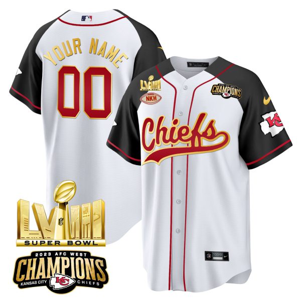Chiefs AFC West Champions & Super Bowl LVIII Gold Patch Baseball Custom Jersey - All Stitched - Image 5