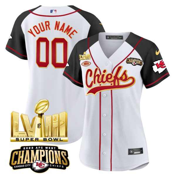 Chiefs AFC West Champions & Super Bowl LVIII Gold Patch Baseball Custom Jersey - All Stitched - Image 10