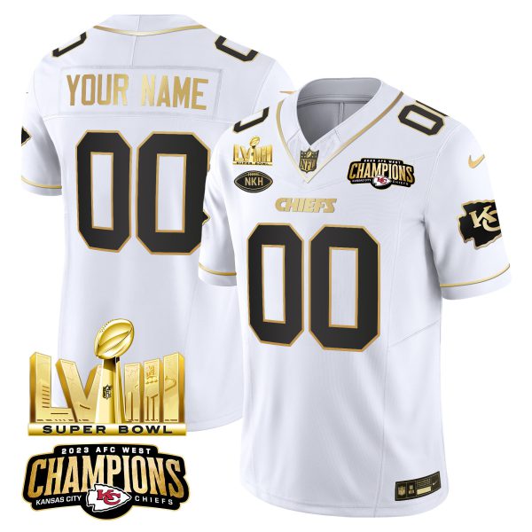 Chiefs AFC West Champions & Super Bowl LVIII Gold Patch Vapor Custom Jersey V2 - All Stitched - Image 3