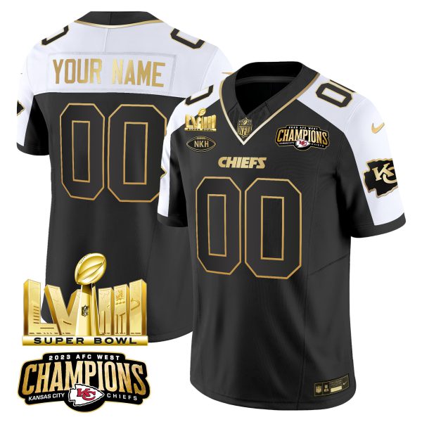 Chiefs AFC West Champions & Super Bowl LVIII Gold Patch Vapor Custom Jersey V2 - All Stitched - Image 4