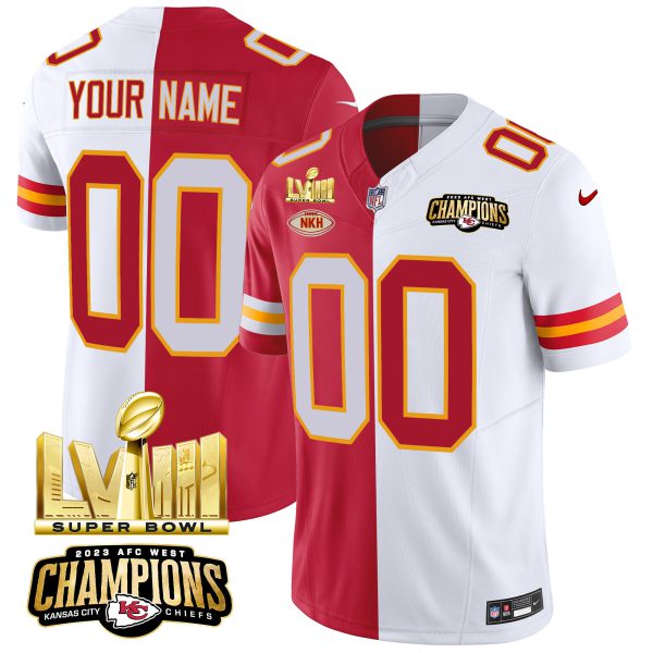 Chiefs AFC West Champions & Super Bowl LVIII Gold Patch Vapor Custom Jersey V2 - All Stitched - Image 5