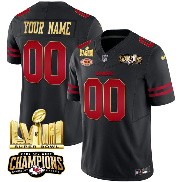 Chiefs AFC West Champions & Super Bowl LVIII Gold Patch Vapor Custom Jersey - All Stitched - Image 5