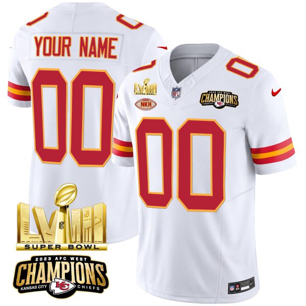 Chiefs AFC West Champions & Super Bowl LVIII Gold Patch Vapor Custom Jersey - All Stitched - Image 7