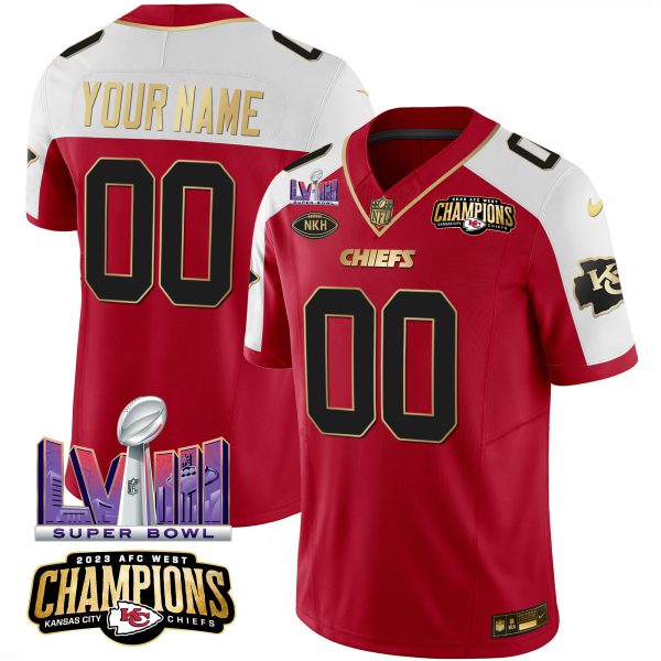 Chiefs AFC West Champions & Super Bowl LVIII Patch Vapor Custom Jersey - All Stitched - Image 2