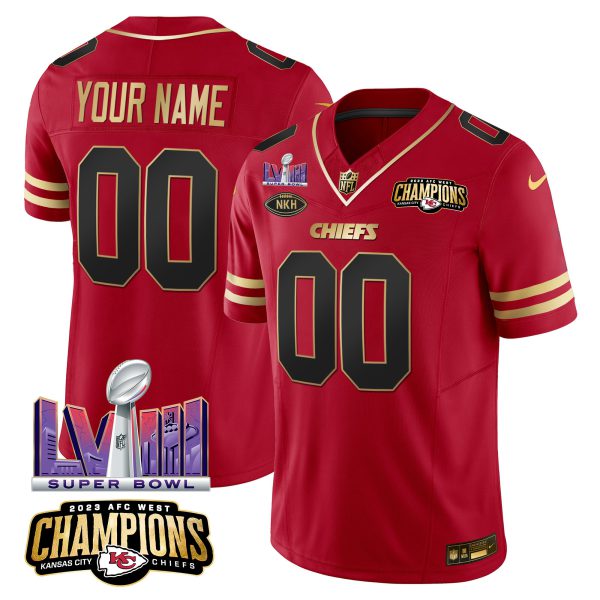 Chiefs AFC West Champions & Super Bowl LVIII Patch Vapor Custom Jersey - All Stitched - Image 3