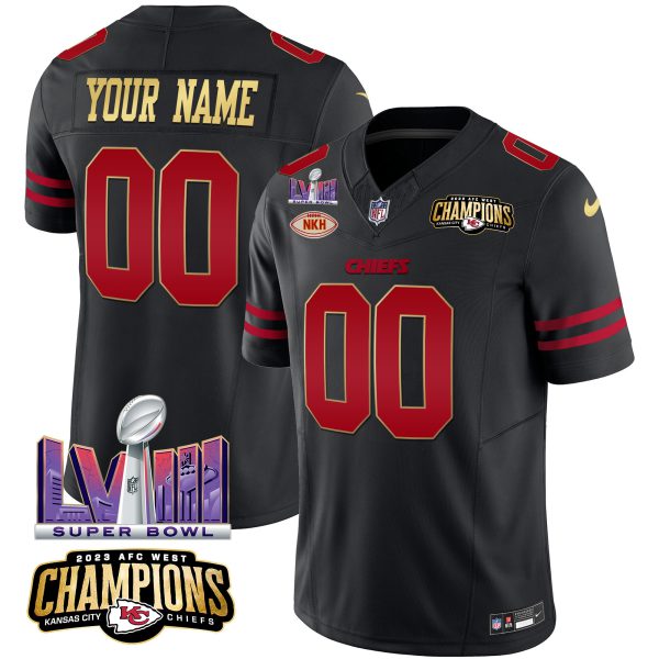 Chiefs AFC West Champions & Super Bowl LVIII Patch Vapor Custom Jersey - All Stitched - Image 5