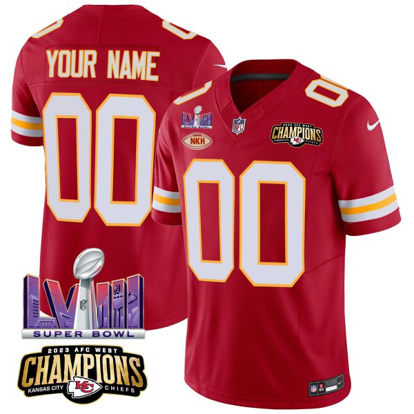 Chiefs AFC West Champions & Super Bowl LVIII Patch Vapor Custom Jersey - All Stitched - Image 6