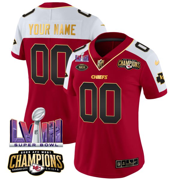 Chiefs AFC West Champions & Super Bowl LVIII Patch Vapor Custom Jersey - All Stitched - Image 9